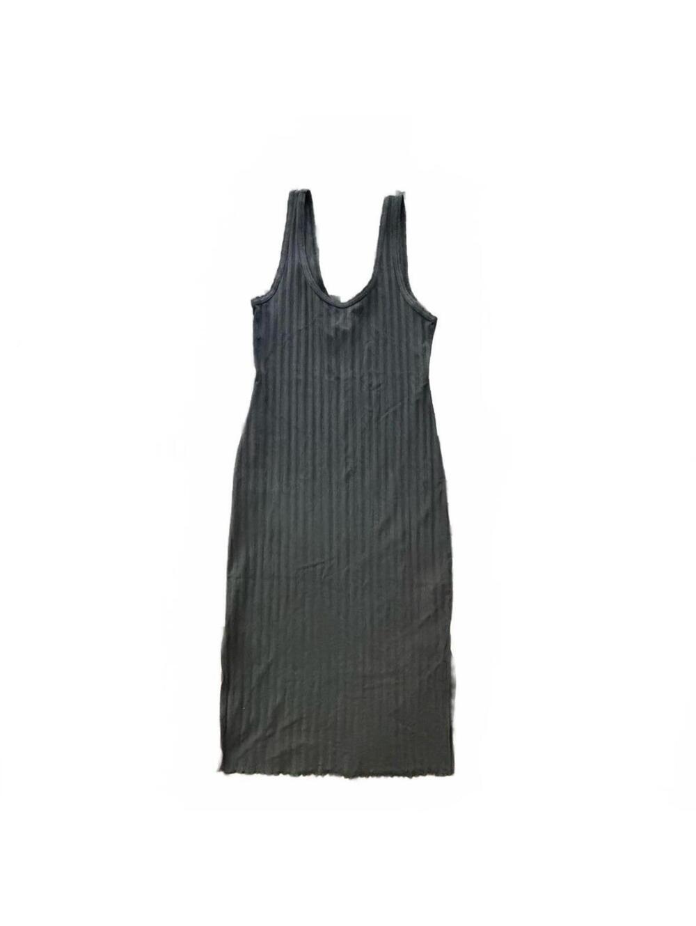 Offline By Aerie Washed Black Ribbed Bodycon Workout Dress